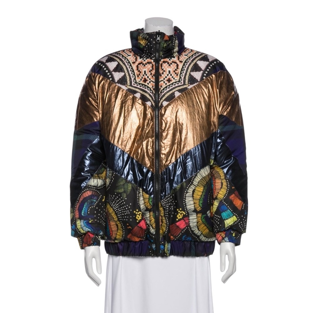 NWT FARM Rio Reversable Puffer Printed Bomber Jacket Sz Small - Picture 1 of 4